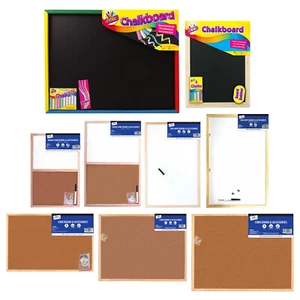 Wooden Frame Cork Board Pins School Office Message Memo Notice Board Bulletin - Picture 1 of 20