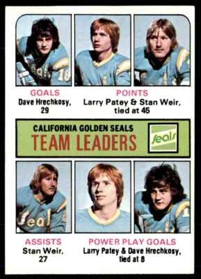 1975-76 Topps Dave Hrechkosy/Larry Patey/Stan Weir California Golden Seals #316 - Image 1 of 2