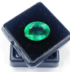 Lab-Created 5-7 Ct Zambia Green Emerald Heated Oval Shape Loose Gemstone 24N - Picture 1 of 5