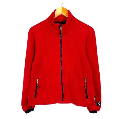 HAGLOFS Women Fleece Jumper Size L UK14 EU40 Polyester Full Zip Red POLARTEC - Image 1 of 4