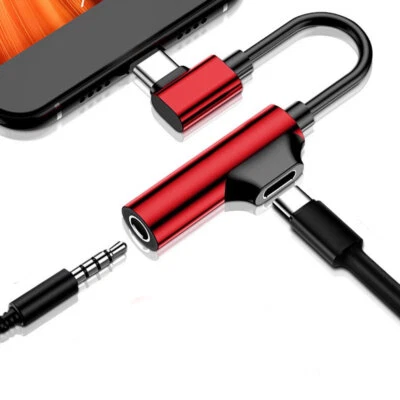 Type-C To 3.5mm And Charger 2 In 1 Headphone AUX Audio Jack USB C Cable Adapter. - Image 1 of 4