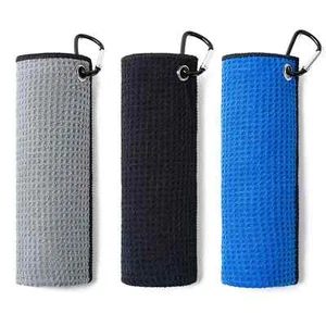 Husfunov 3 Pack Golf Towels16" X 16" with Carabiner ClipMicrofiber Fabric Waf... - Picture 1 of 6