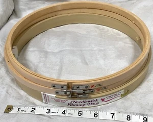 Lot 3 Vintage 3 10” Round Wooden Embroidery Needlework Cross-Stitch Hoops NEW - Picture 1 of 5