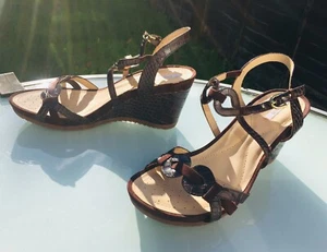 GEOX Wedges Sandals - Coffee Brown ‘New Roxy Croc Print’ -Eu 41 / UK 7.5 - BNWB - Picture 1 of 12