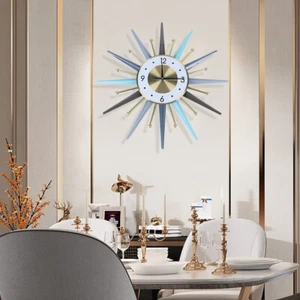 Simple Nordic Vintage Style Mid Century Starburst Wall Clock Wall Watch Decor - Picture 1 of 1