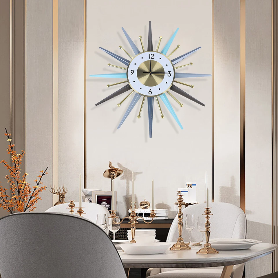 23 Inch Retro Metal Art Sunburst Clock Vintage Mid Century Modern Wall Clock NEW - Image 1 of 1