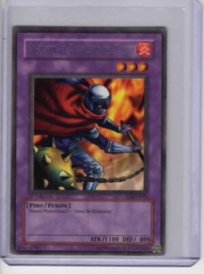 Heavy Play Yugioh TCG Charubin The Fire Knight LOB-015 Spanish 1st Edition Rare - Image 1 of 2