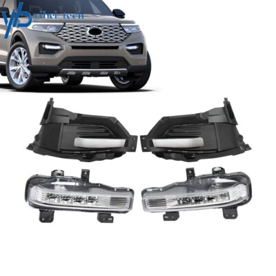 For 2020-2021 Ford Explorer Front Fog Lights LED DRL Lamps&Cover Right&Left Side - Image 1 of 4