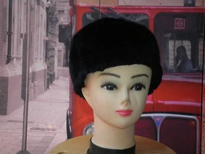 GORRO RUSO VINTAGE PIEL SINTETICA IMITA VISON NEGRO TALLA 57 CMS COSACO USHANKA - Imagen 1 de 5