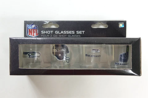 NFL Seattle Seahawks Shot Glass Set4 Pack Shot Glass Set, Team Colors, One Size Cover