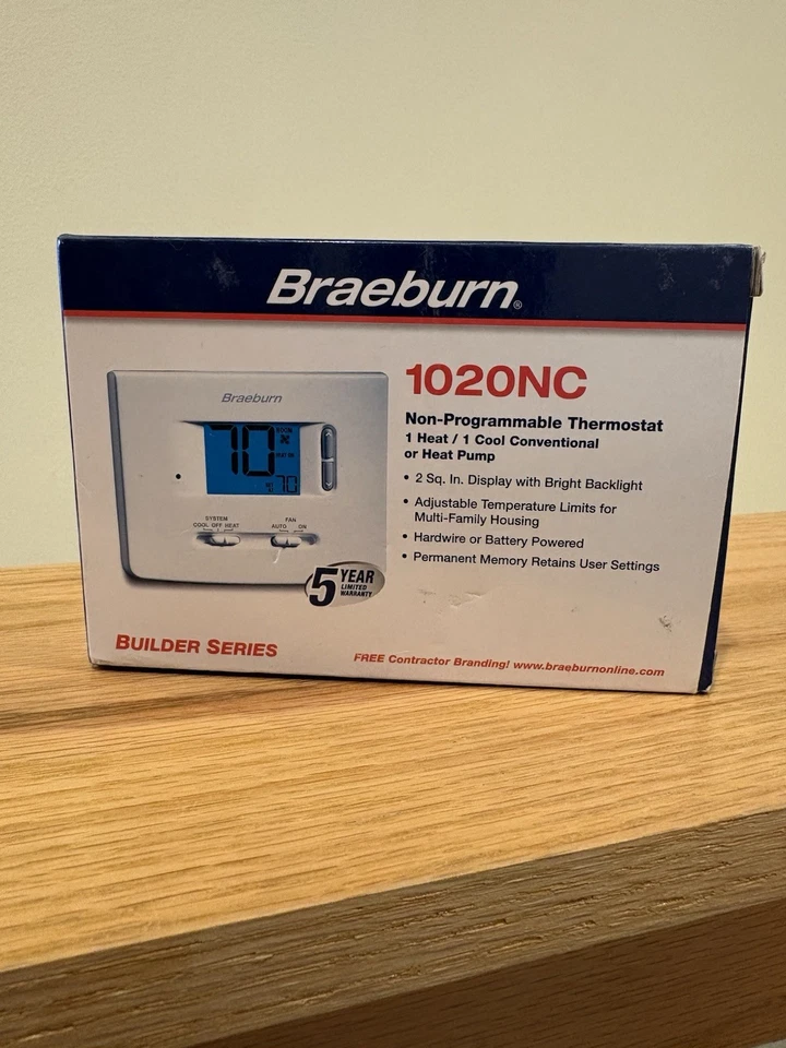 Braeburn 1020NC Builder Series Non Programmable Thermostat