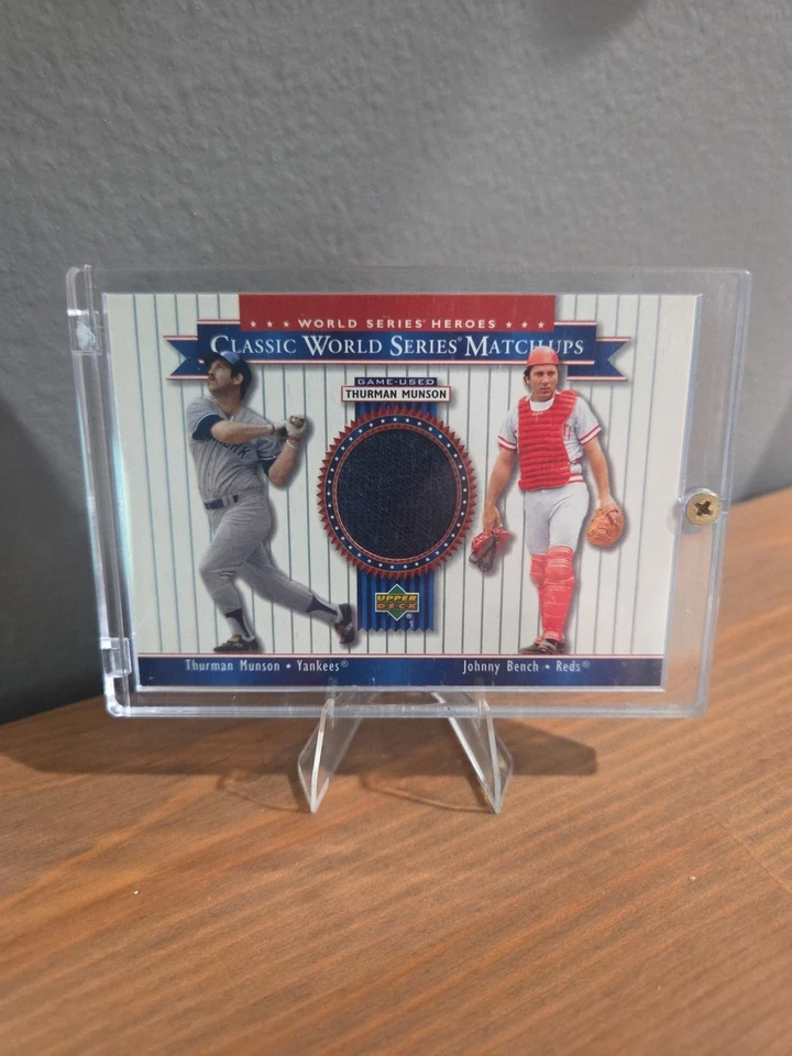 2002 Upper Deck Serie Mundial Héroes Thurman Munson Johnny Banco Juego Usado Reliquia  Foto 1 de 2
