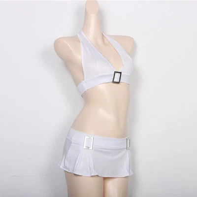 Bikini Set Neckholder V-Ausschnitt Plissierter Minirock Sexy Strandmode - Bild 1 von 4