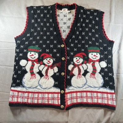 De Colección Cascanueces Feo Suéter Chaleco Mujer 2X Negro Muñeco de Nieve Navidad Vacaciones Usado en Excelente Condición Foto 1 de 4
