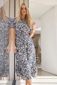 LTS Tall Woven Floral Tie Waist Midaxi Dress - Picture 1 of 9