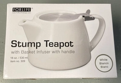 FORLIFE Stump Teapot with SLS Lid and Infuser, 18-Ounce, White - Image 1 of 4