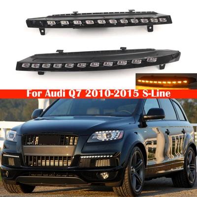 2X LED DRL Daytime Running Light Turn Signal Lamps For Audi Q7 2010-2015 S-Line - Image 1 of 4