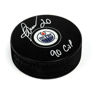 Martin Gelinas Edmonton Oilers Autographed Hockey Puck - Picture 1 of 2