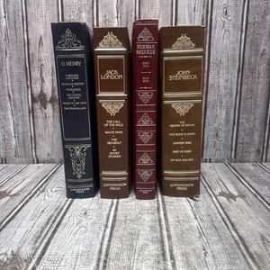 Lot Of 4 Longmeadow Press Books John Steinbeck Henry London Melville Leather - Picture 1 of 10