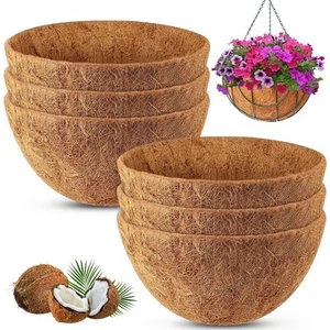 Hanging Basket Coco Liners, Coconut Planter Basket Liners 6 Packs 14 Inch 100... - Picture 1 of 6