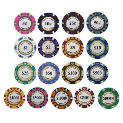 Bulk 800 Monte Carlo Club Poker Chips - 14 gram - Pick Your Denominations - Image 1 of 2