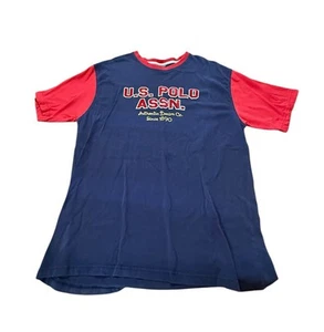 U.S Polo Assn. Herren T-Shirt Grafik Logo rot marine XL Samt Buchstaben Vintage - Bild 1 von 5