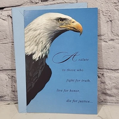 Tarjeta de felicitación Hallmark servicio militar patriótico apreciación águila calva Foto 1 de 4