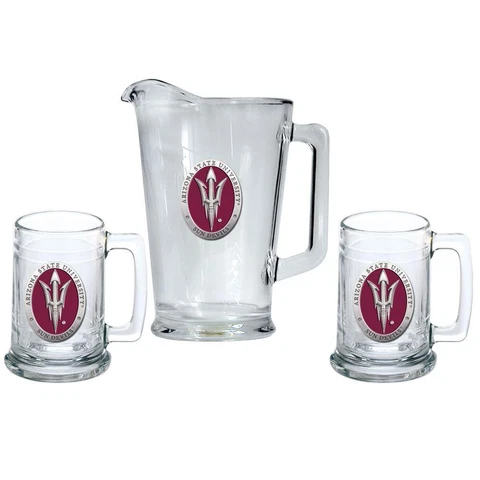 Arizona State University Pitcher and 2 Stein Glass Set Beer Set Cover