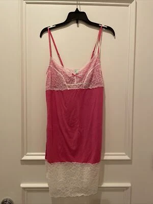 NUEVO SIN ETIQUETAS HONEYDEW SLEEP CHEMISE Nylon/Spandex Noche Rosa ADORNO DE ENCAJE Grande Foto 1 de 4