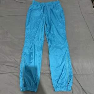 Columbia pantaloni a vento vintage anni 90 vita alta blu nylon zip alla caviglia medi - Foto 1 di 10