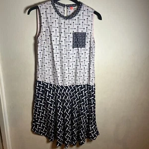 TED BAKER Mural Pale Pink & Navy Blue Retro Soft Summer Dress Size Ted 1 - Picture 1 of 3