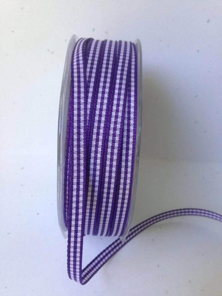 1/4 Inch Solid Checkered Ribbon - May Arts - KB67 - Purple- 100 yards - Image 1 of 1
