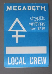 Megadeth backstage pass cloth sticker Cryptic Writings Tour - AUTHENTIC OTTO ! - Picture 1 of 1
