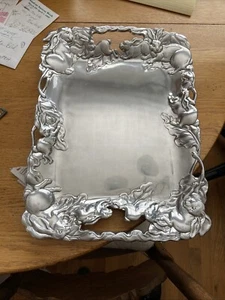 Vintage 2000 Arthur Court Serving Tray With Rabbits 2 Handled 21 x 9.75” *read* - Picture 1 of 3