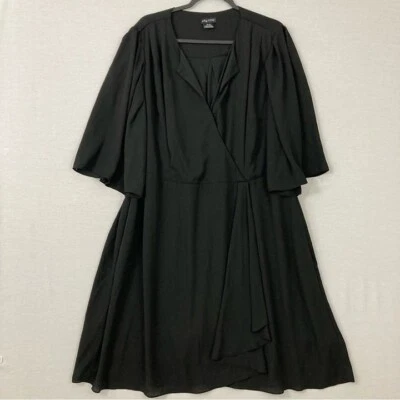 City Chic Black Faux Wrap Midi Dress size 22 - Image 1 of 4