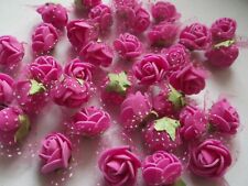 50 Mini Foam Rosen pink im Tüllmantel Deko Hochzeit Tischdeko Schaumstoff