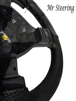 Apto para Volvo 164 100% Real Negro Cuero Perforado Cubierta Volante 1968-1975 - Imagen 1 de 2