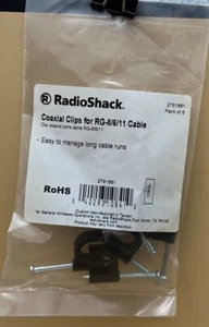 Radio Shack | Coaxial Cable Clips | Cat. No. 278-1661 | Never Opened 6 Pak - Picture 1 of 2