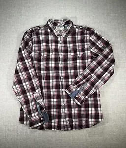 Guess Shirt Adult Extra Large Red Plaid Button Up Long Sleeve Classic Logo Mens - Picture 1 of 8