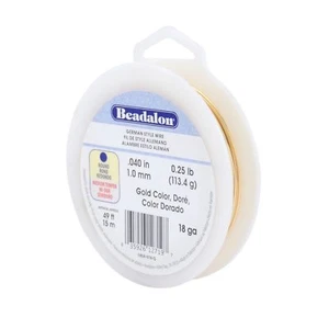 Piastra argento oro 18 calibro Beadalon filo rotondo tedesco (1/4 libbre piscina - 49 piedi) - Foto 1 di 1
