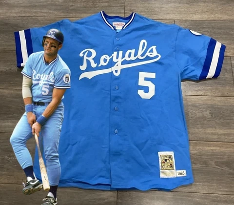 1985 AUTHENTIC GEORGE BRETT KC ROYALS JERSEY 48 XL MITCHELL NESS BASEBALL Cover