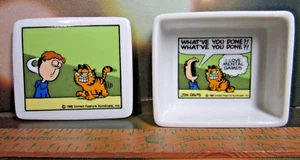 Garfield 1981 Ceramic Trinket Box w/ Lid WHAT'VE YOU DONE! Mental Games Enesco - Picture 1 of 7
