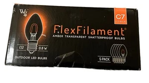 C7 Shatterproof LED Edison Filament Vintage Christmas Light Bulbs, 5 Pack - Picture 1 of 3