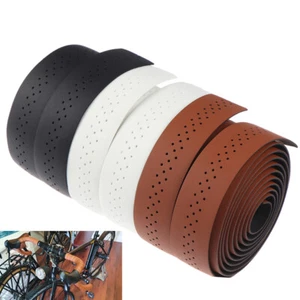 2x Fahrrad Lenkerband Rennrad PU Leder Perforierter Gürtel Atmungsaktiv Weich - Bild 1 von 15