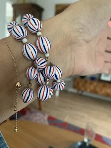 Vintage Red White Blue chevron style beads Patriotic Wrap bracelet - Picture 1 of 6