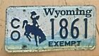WYOMING BUCKING BRONCO DEPUTY COUNTY SHERIFF EXEMPT LICENSE PLATE " CO 1861 " WY