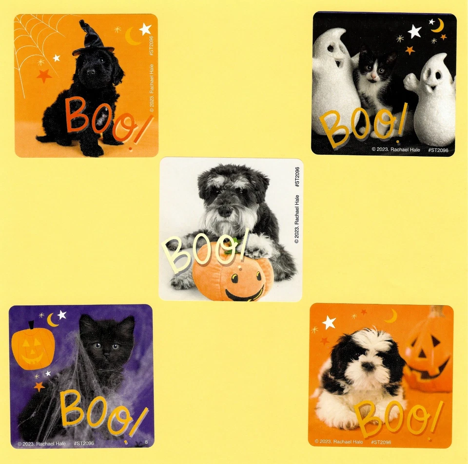 15 pegatinas grandes Rachael Hale Boo Crew - Halloween - gato, perro, gatito, cachorro Foto 1 de 1