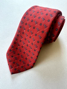 Vintage BROOKS BROTHERS Brick Red Hunting Bugle Horns 3 1/4 in. Wool MEN'S TIE - Picture 1 of 5