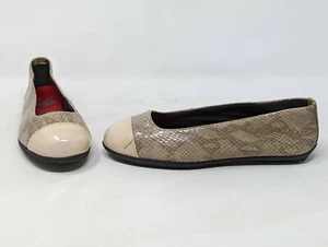 KOKUA BARCELONA PATENT LEATHER SNAKE PRINT TAN BALLET FLATS WOMENS EU 37 US 6.5  - Picture 1 of 8