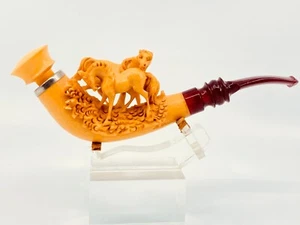 S.YANIK MEERSCHAUM Pipe TWO WILD HORSES fitted case 5 - Picture 1 of 11